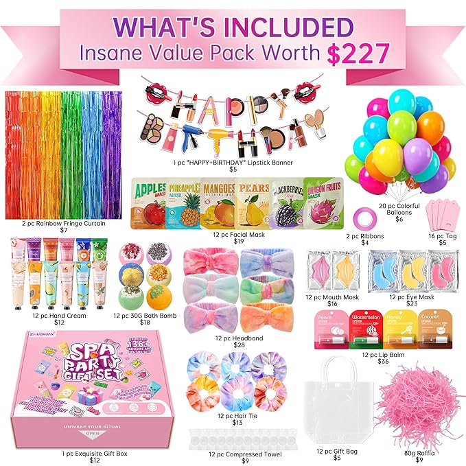 159Pcs Spa Party Supplies Set–12 Complete Spa Kits - Image 2