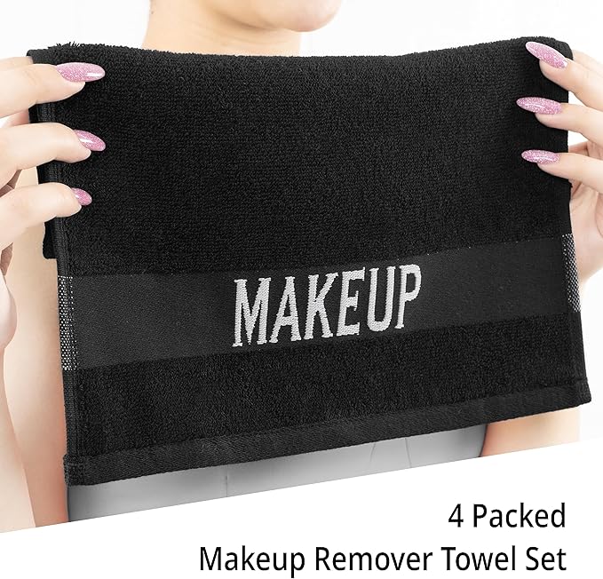 Cotton Paradise Makeup Remover Towels 4 Pack 100% Cotton 12x12 Inch Turkish - Image 4