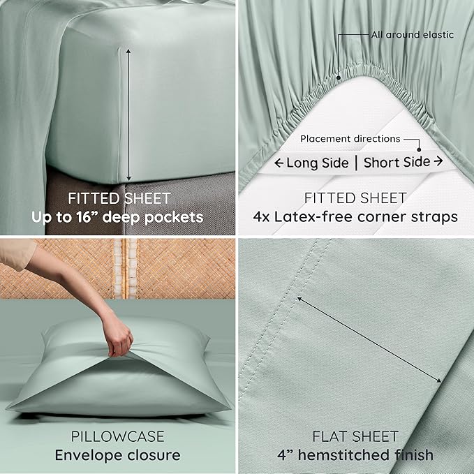 Bambaw 100% Viscose Derived from Bamboo Sheets Queen Size Set – 6pcs Deep - Image 5
