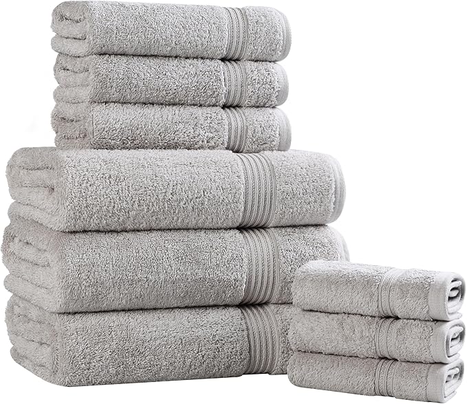 Superior Egyptian Cotton 9-Piece Towel Set, Guest Bath Decor Essentials - Image 2