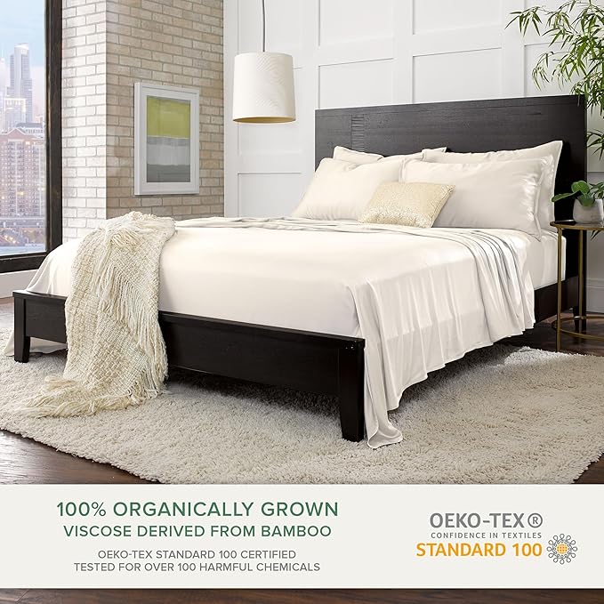 Pure Bamboo Twin Sheets, Genuine 100% Organic Viscose Derived from Bamboo Bed - Image 2