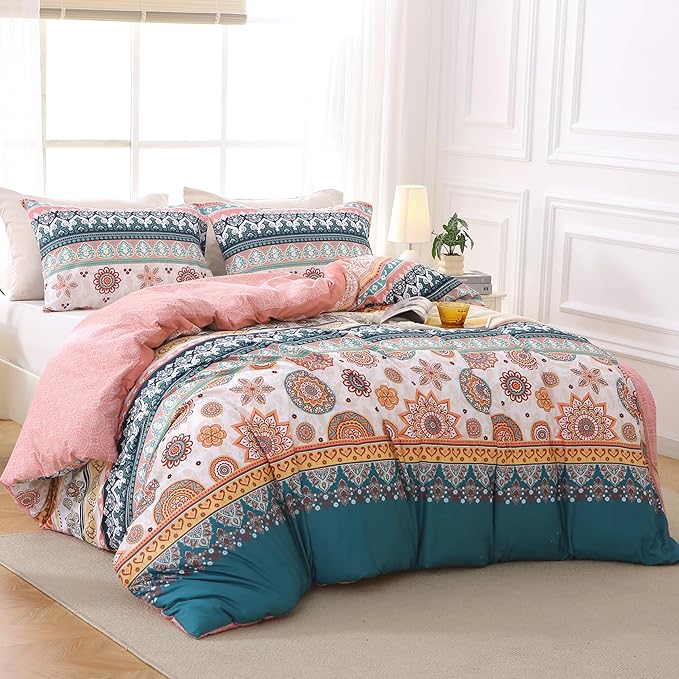 MUXHOMO Duvet Cover Queen Size Floral Duvet Cover Set - Image 3