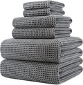 POLYTE 430 GSM Microfiber Quick Dry Lint Free Oversize Bath Towel Set, 6 Piece by Polyte