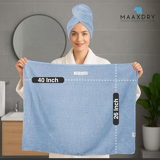 100% Cotton Hair Towel Wrap for Women, Men & Kids – Non-Microfiber 450 GSM - Image 2