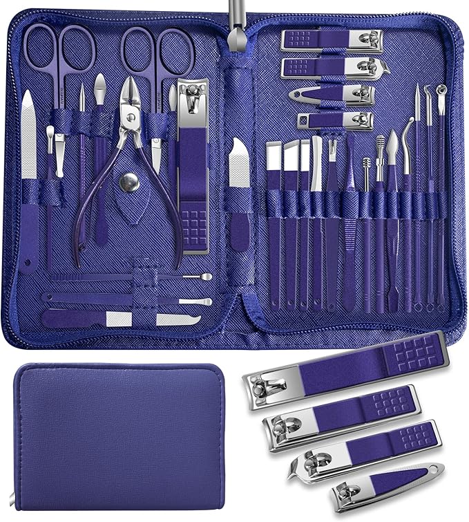30Pcs Manicure Pedicure Kit，Nail Clippers Kit Professional and Stainless Steel by AndreaBeautyLife