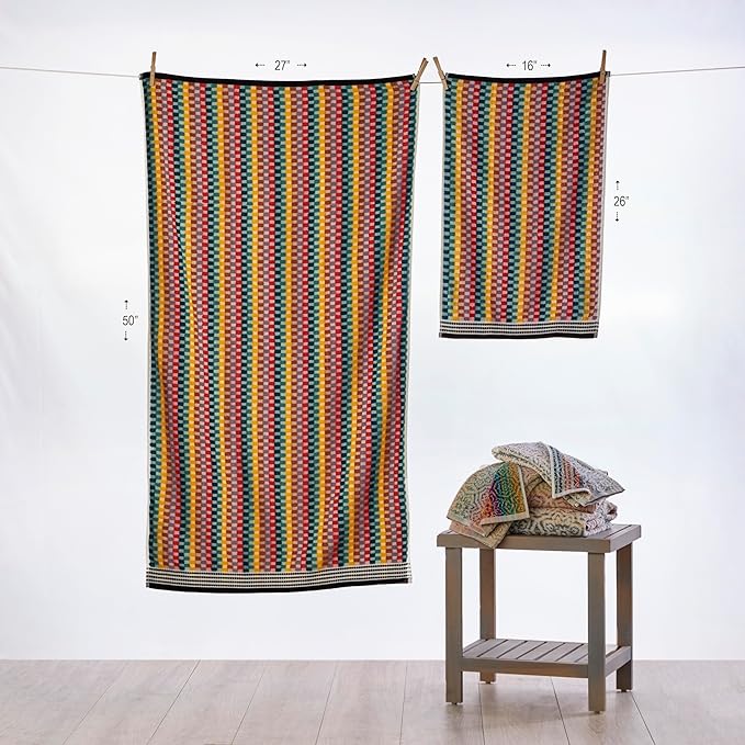 SKL Home Mid-Century Cotton Bath Towel, 450 GSM, Soft & Absorbent Jacquard - Image 3
