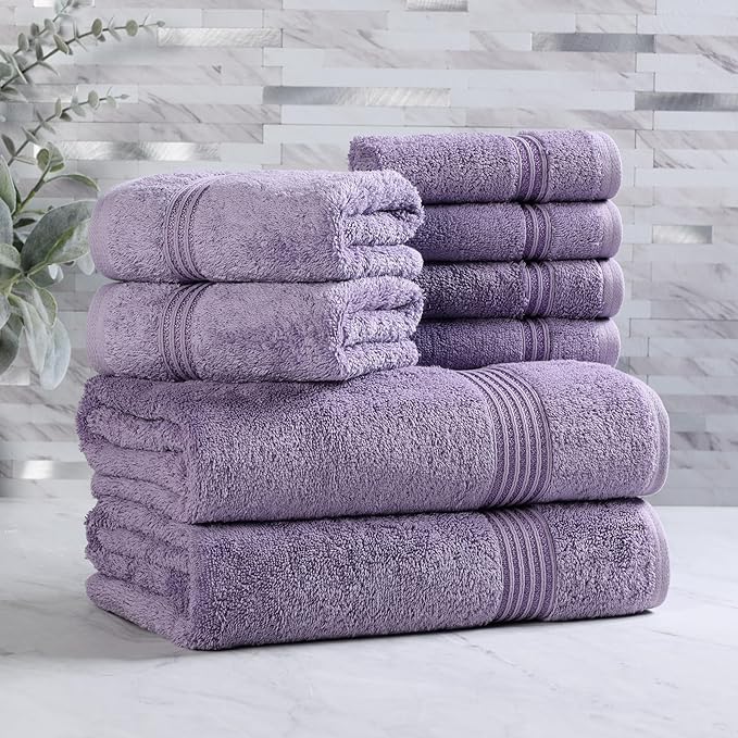 Superior Egyptian Cotton 8-Piece Towel Set, Guest Bath Decor Essentials by SUPERIOR
