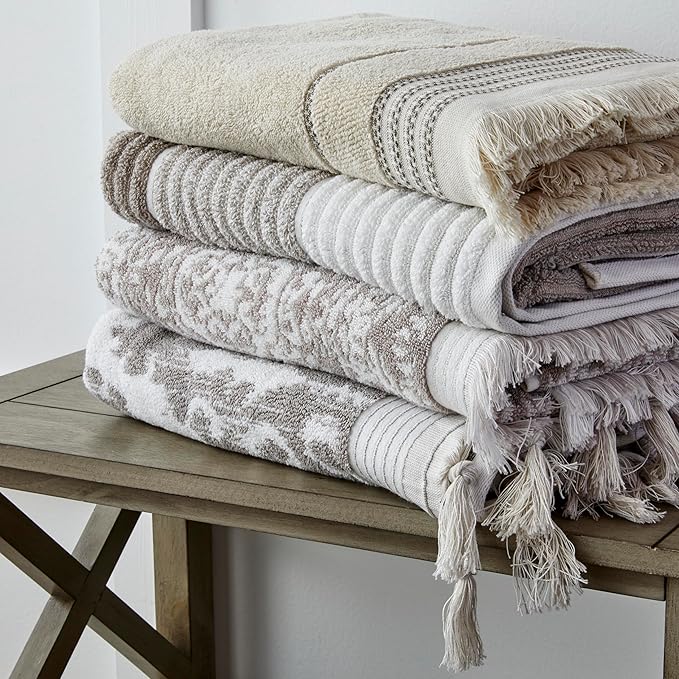 SKL Home Mirage Fringe 100% Turkish Cotton Bath Towel, Taupe 54.00" x 28.00" - Image 5