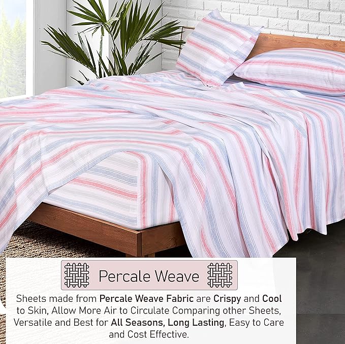 RUVANTI 100% Cotton Sheets – Twin XL Size Percale Bedding, Cooling & Breathable - Image 3