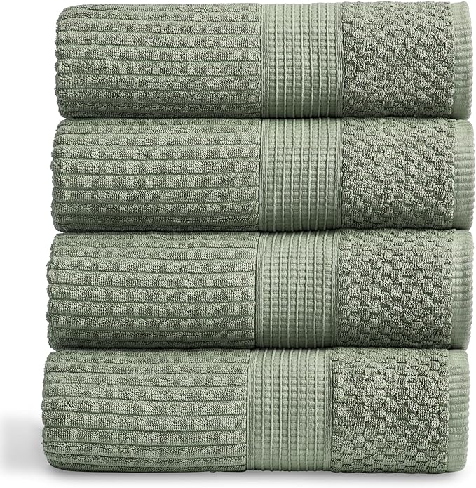 Springtree Home 100% Cotton Bath Towel Set of 4 | Super Soft & Absorbent by SpringtreeHome