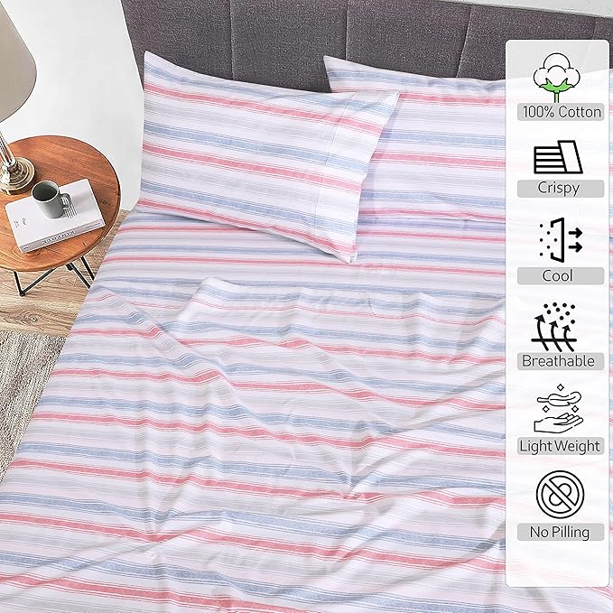 RUVANTI 100% Cotton Sheets – Queen Size Percale Bedding, Cooling & Breathable - Image 2