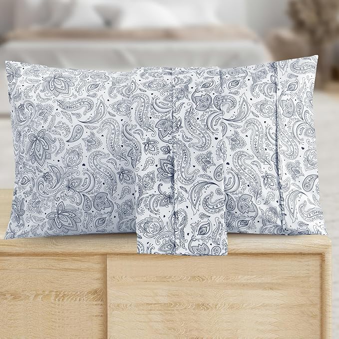 Elegant Comfort Luxury Soft Bed Sheets Paisley Pattern - Image 5