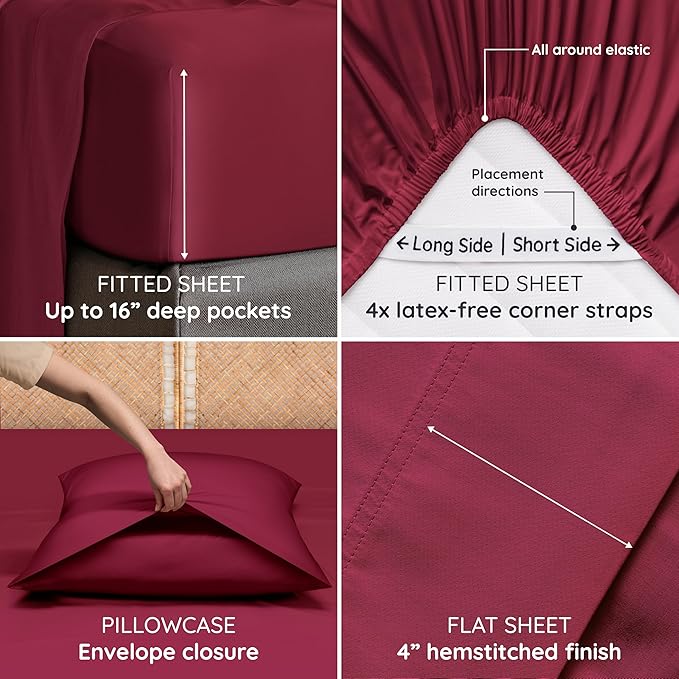 Bambaw 100% Viscose Derived from Bamboo King Size Sheet Set - Image 5