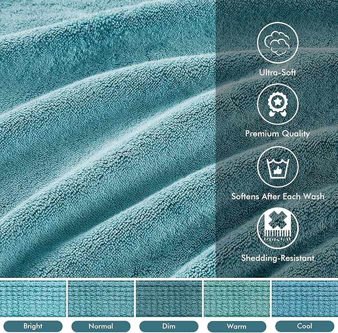 Madison Park 800GSM Bathroom Towel Set of 8 100% Cotton Bath Towel Set - Image 3
