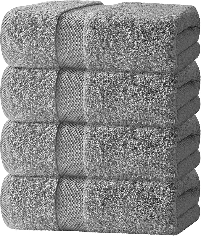 White Classic Luxury Bath Towels Set of 4 Large by WhiteClassic