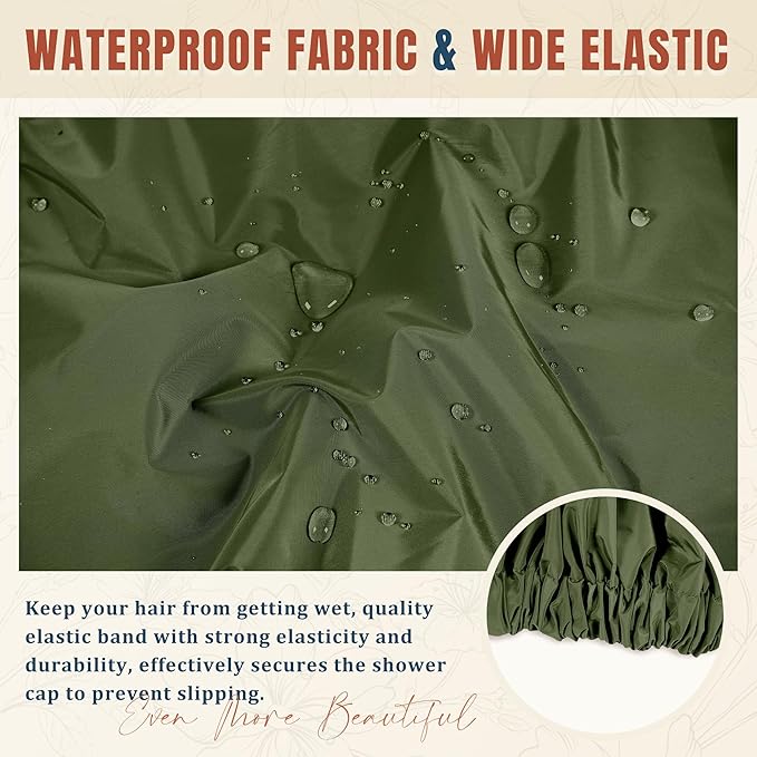 Reusable Shower Cap for Women, Large Waterproof Shower Bonnet - Image 6