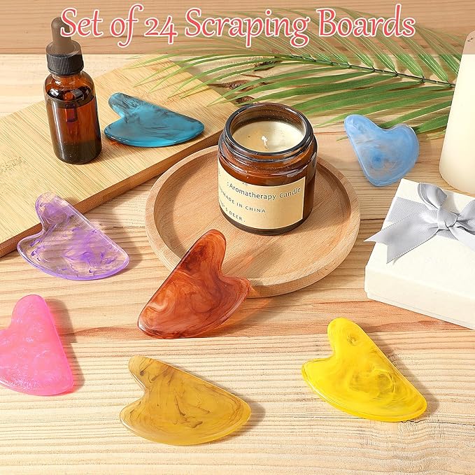 Sherr 24 Pcs Gua Sha Facial Tool Resin Gua Sha Massage Tool Heart Shaped Gua - Image 4