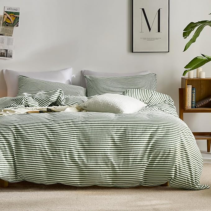 JELLYMONI 100% Natural Cotton Striped Duvet Cover Sets, by JELLYMONI
