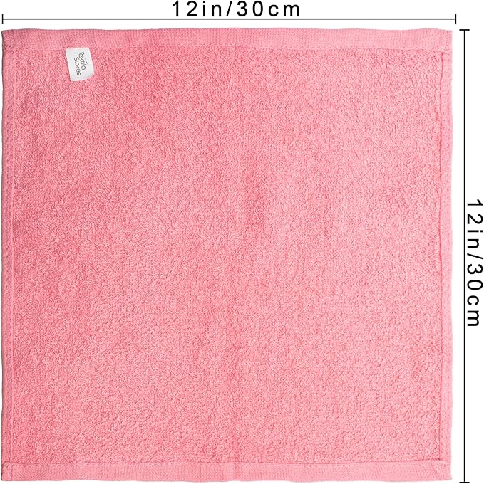 Basic Wash Cloths 12x12 Inches – Pack of 12 – Rose Pink Color – Soft and - Image 2