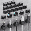 24 Pack Magnetic Cable Clip Organizer Cord Holder, Picozon Adhesive Cable Management, Wire Phone USB Charger Cable Holder, Keeper Organizer for Office Home Desktop Table - Black