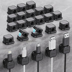 24 Pack Magnetic Cable Clip Organizer Cord Holder, Picozon Adhesive Cable Management, Wire Phone USB Charger Cable Holder, Keeper Organizer for Office Home Desktop Table - Black