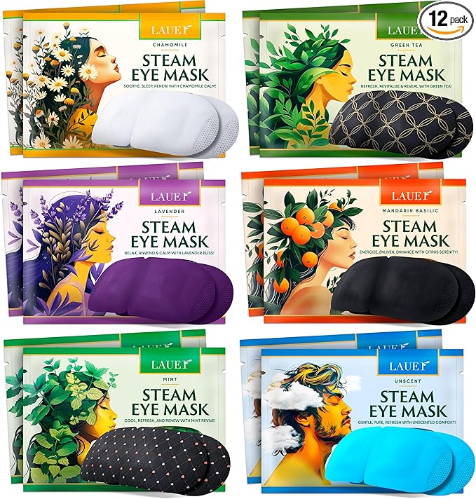 Heated Eye Steam Mask Dry Eyes Self Warm Compress Dark Circles Puffiness Set of by LAUERCOSMETIC