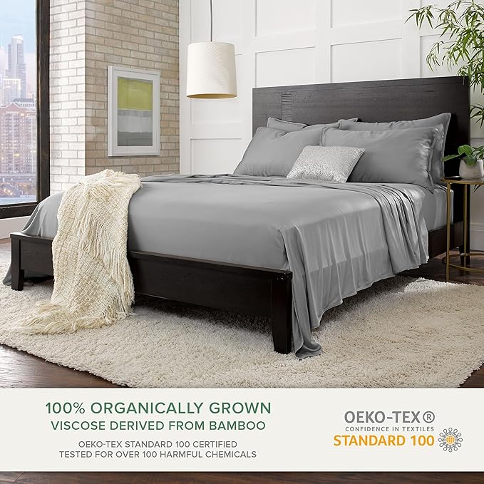 Pure Bamboo King Sheets, Genuine 100% Organic Viscose Derived from Bamboo Bed - Image 2
