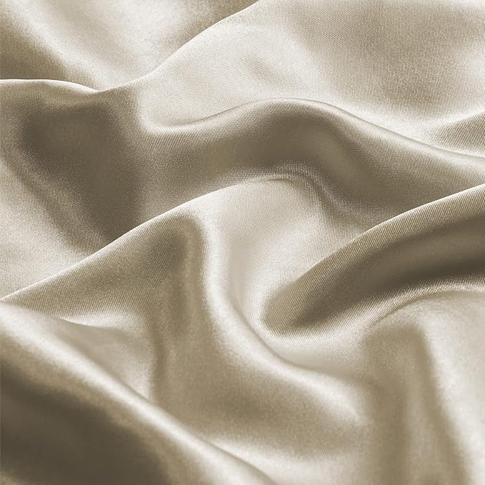 BEDELITE Satin Pillowcase with Zipper 2 Pack, Taupe Pillow Cases Standard Size - Image 3
