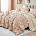 MUXHOMO Duvet Cover King Size, Reversible Floral Rosy Gold Duvet Cover Set by MUXHOMO