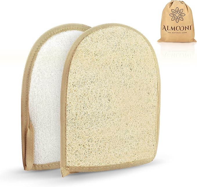 Almooni Egyptian Loofah Gloves for Women & Men, Real Natural Egyptian Loofah by Almooni