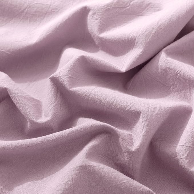 MooMee Fitted Bottom Sheet Only 100% Washed Cotton Linen Like Textured - Image 4