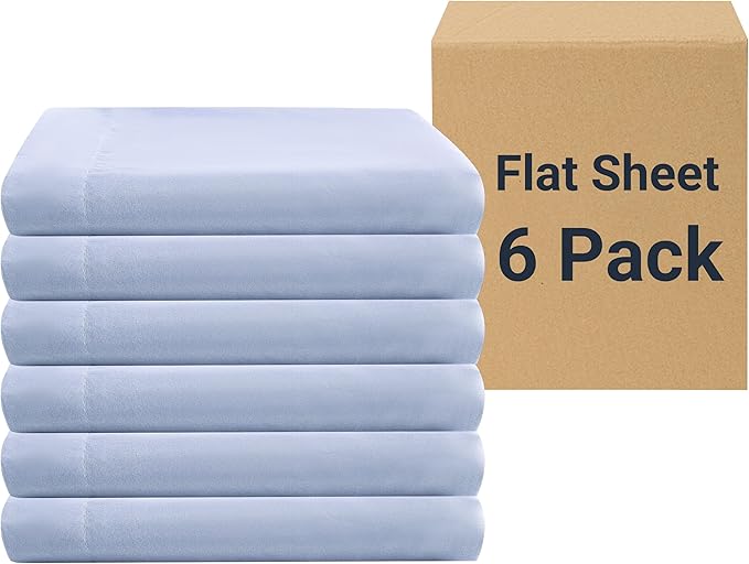 ZPECC Queen Flat Sheet Only 6 Pack, Durable Light Blue Top Bed Sheets by ZPECC-ABrandThatHasBeenFocusedOnBabyProductsFor18Years