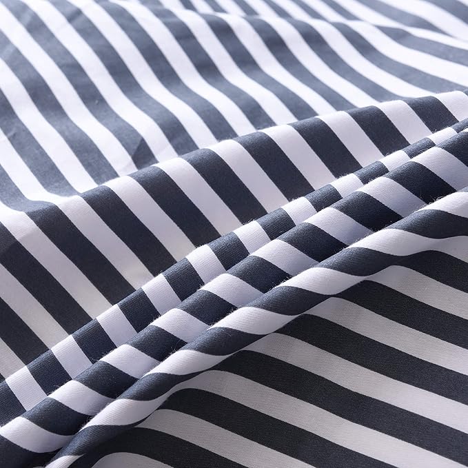 JELLYMONI 100% Natural Cotton 3pcs Striped Duvet Cover Sets, - Image 4