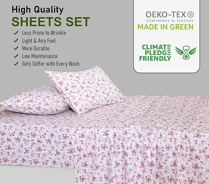 RUVANTI 100% Cotton Sheets – Twin Size Percale Bedding, Cooling & Breathable - Image 7