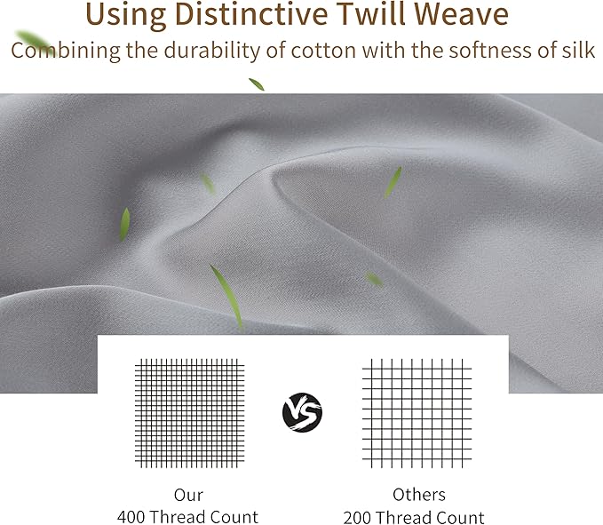 4-Pack Bamboo Viscose Zippered Pillow Cases Queen Size, 400 Thread Count - Image 2
