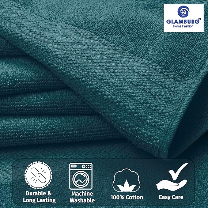 GLAMBURG Premium Cotton Oversized 2 Pack Bath Sheet 35x70-100% Pure Cotton - Image 2