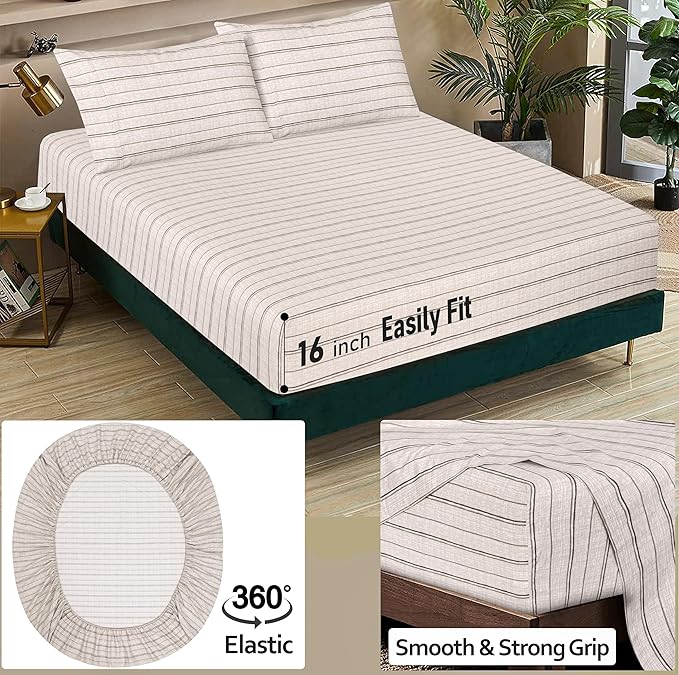 RUVANTI 100% Cotton Sheets – Split King Size Percale Bedding, Cooling & - Image 5