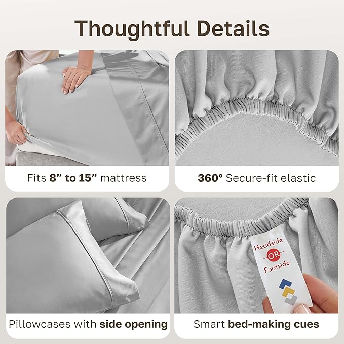 California Design Den Soft 100% Cotton Split King Sheet Set, 400 TC Good - Image 6