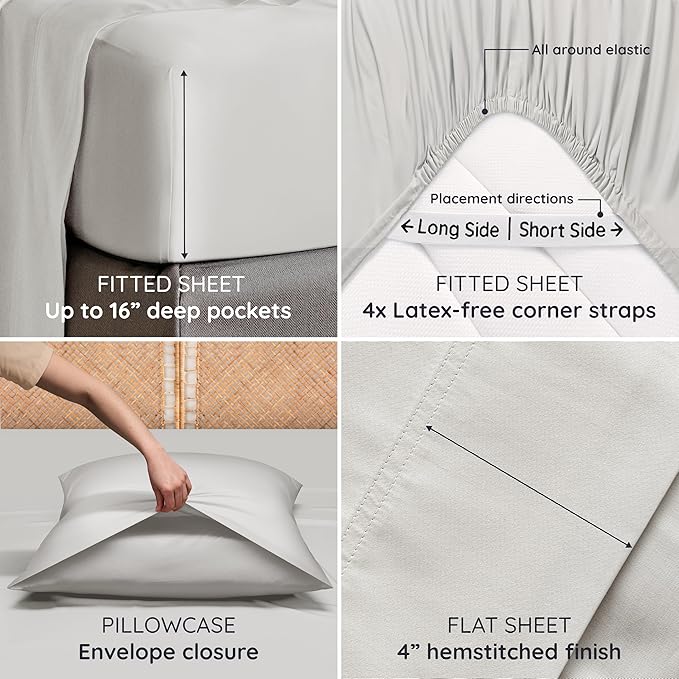 Bambaw King Sheet Set 6pcs – 100% Viscose Derived from Bamboo Sheets King Size - Image 5