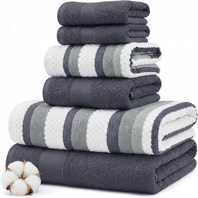 Modern Threads Pax 6-Piece Reversible Yarn Dyed Jacquard Towel Set by ModernThreads