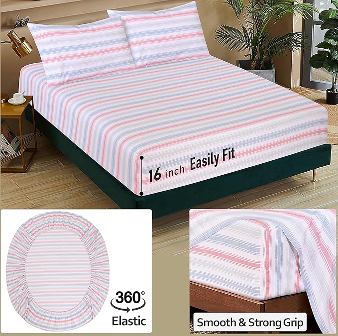 RUVANTI 100% Cotton Sheets – Queen Size Percale Bedding, Cooling & Breathable - Image 5