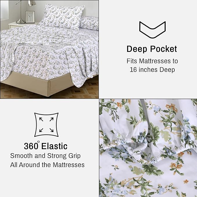 RUVANTI 100% Cotton Sheets – Twin Size Percale Bedding, Cooling & Breathable - Image 6