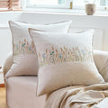 Simple&Opulence 100% Linen Euro Shams 26'' x 26'' Pack of 2, Embroidery Wheat by SimpleOpulence