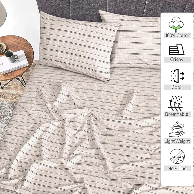 RUVANTI 100% Cotton Sheets – Twin Size Percale Bedding, Cooling & Breathable - Image 2