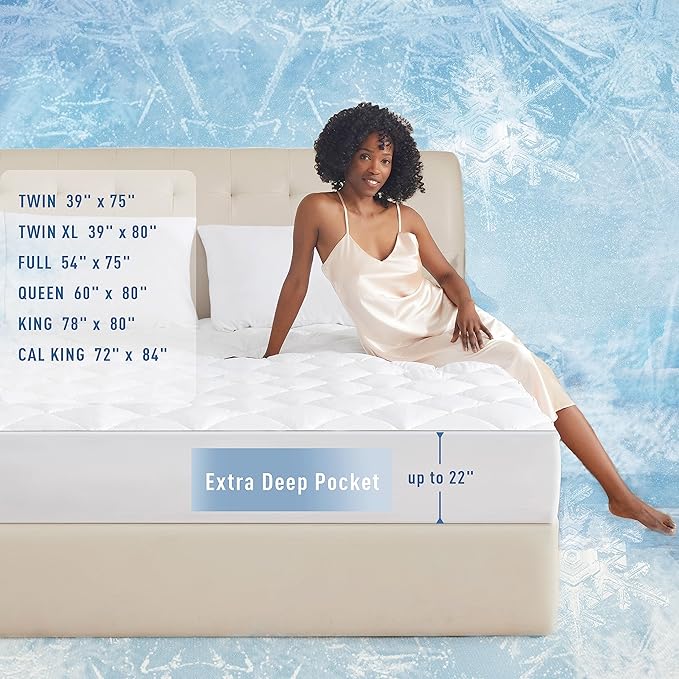 Sunflower Cooling Quilted Twin Mattress Protector, Mattress Pad Twin Chill Soft - Image 5