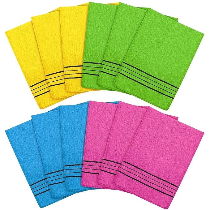 Tatuo 12 Pieces Korean Exfoliating Mitt Glove Italy Towel Body Skin Scrubber by Tatuo