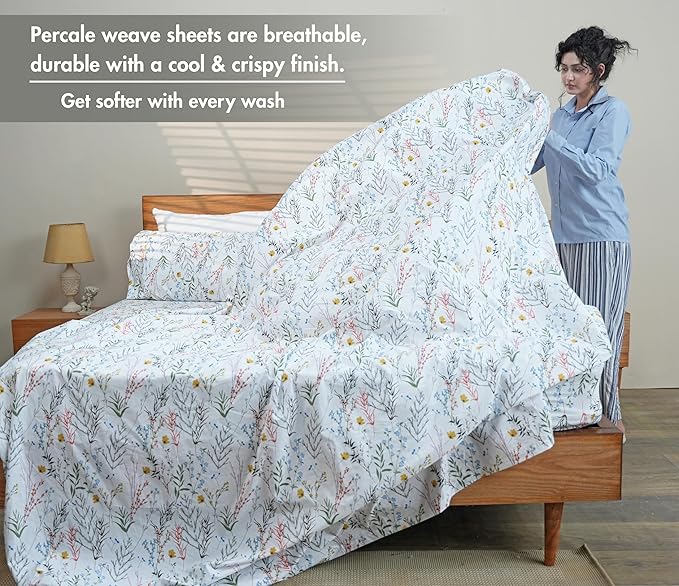 RUVANTI 100% Cotton Sheets – King Size Percale Bedding, Cooling & Breathable - Image 3