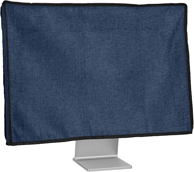 kwmobile Dust Cover for 20-22" Monitor - Linen Monitor Display Protector - Protect Your Computer Screen - Blue Grey