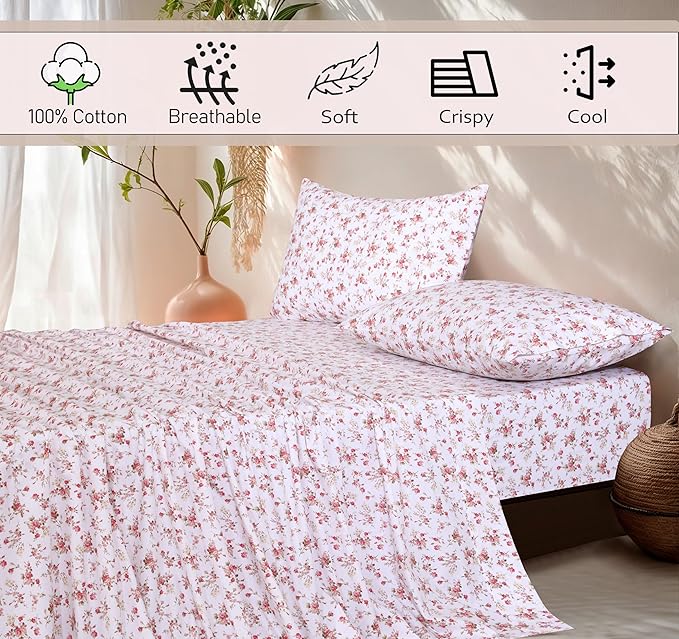 RUVANTI 100% Cotton Sheets – Queen Size Percale Bedding, Cooling & Breathable - Image 5