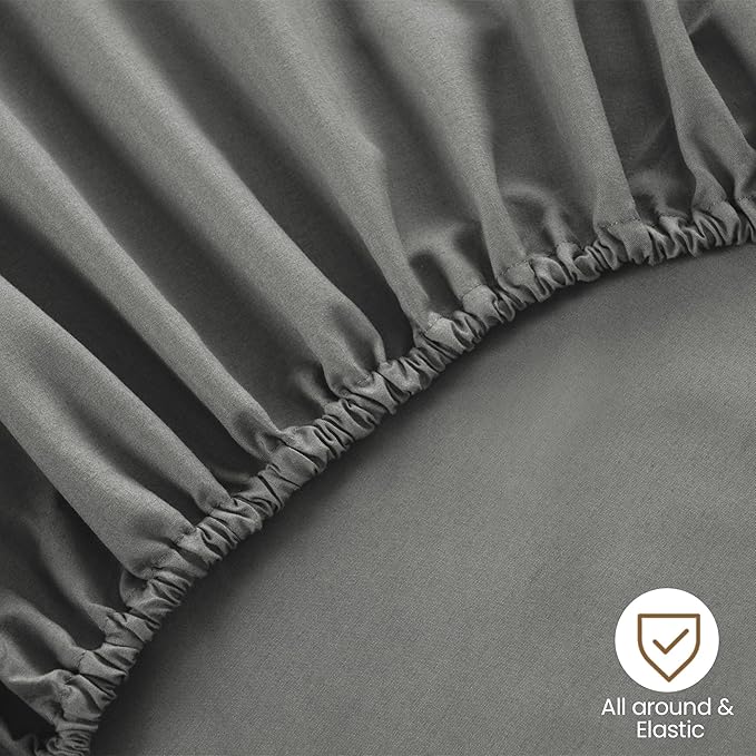 ROSE&RISY Light Grey King Fitted Sheet, Soft and Breathable - Image 6